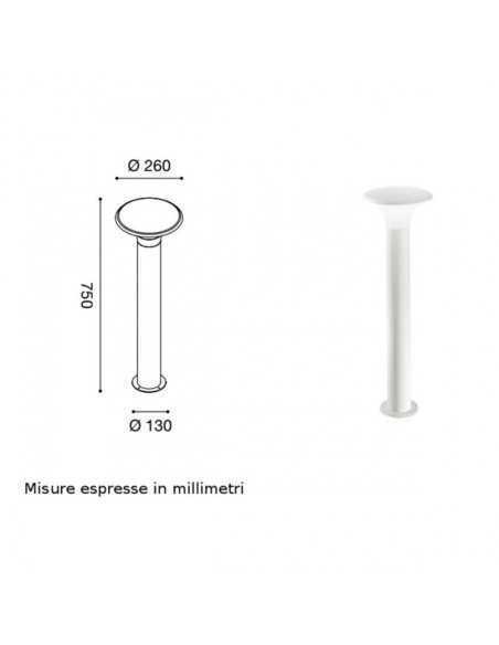 Lampioncino da giardino H 75 cm in alluminio bianco, diffusore opale, E27, IP44 | Gea Luce -GEA LUCE