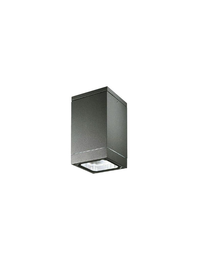 Mini plafoniera da esterno Square in alluminio antracite e vetro, E27 | Gea Luce -GEA LUCE