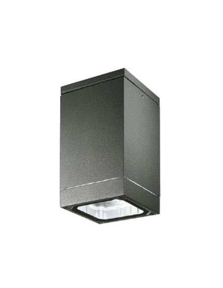 Mini plafoniera da esterno Square in alluminio antracite e vetro, E27 | Gea Luce -GEA LUCE