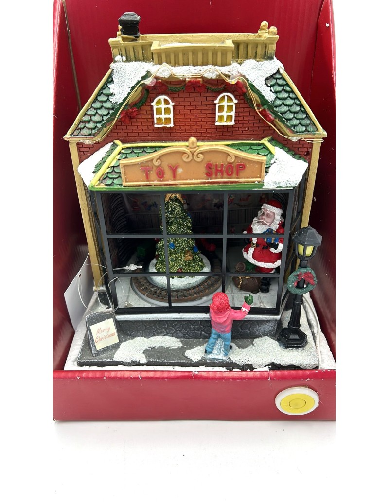 Giostra natalizia negozio del Natale con Babbo Natale in resina, Ø 20 x 25 cm | Il Punto -IL PUNTO