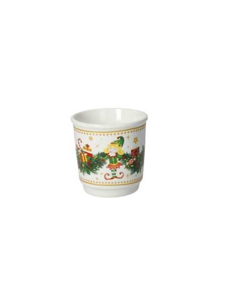 Elfomagia set 4 tazzine a bicchierino natalizie in new bone china | Brandani -BRANDANI