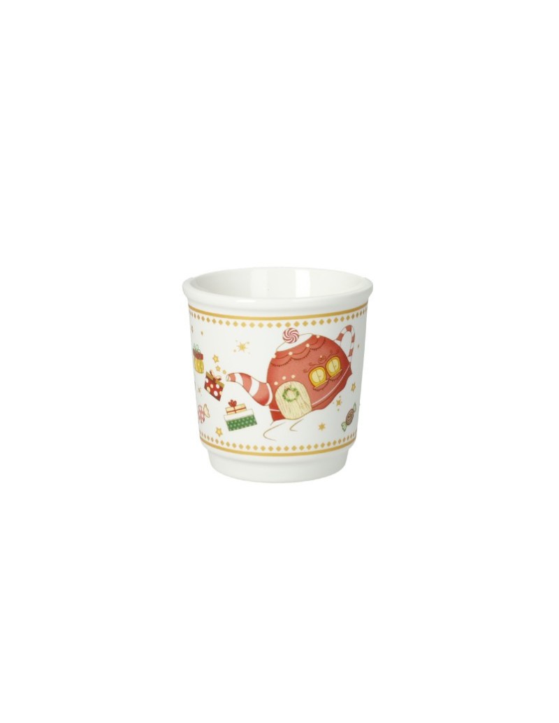 Elfomagia set 4 tazzine a bicchierino natalizie in new bone china | Brandani -BRANDANI