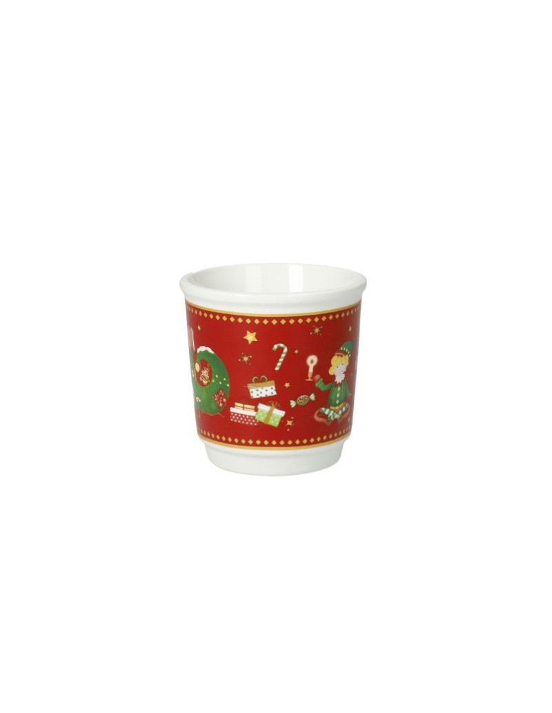 Elfomagia set 4 tazzine a bicchierino natalizie in new bone china | Brandani -BRANDANI