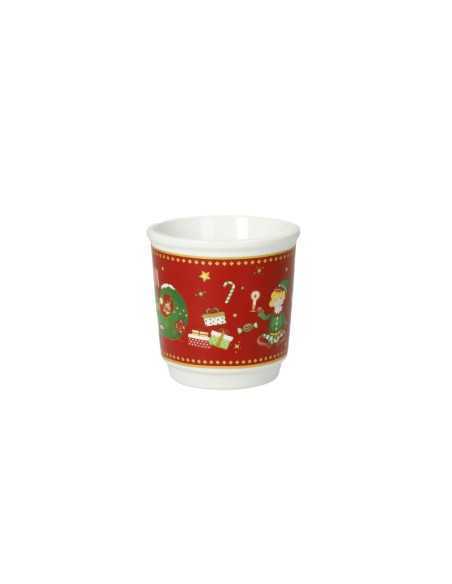 Elfomagia set 4 tazzine a bicchierino natalizie in new bone china | Brandani -BRANDANI