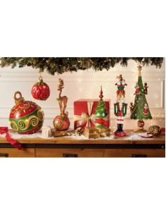 Statua natalizia Renna su pallina di Natale con luci LED in resina, H 43 cm | Brandani -BRANDANI 2