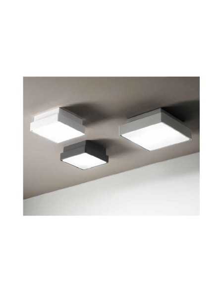 Plafoniera da esterno Picca quadrata 22 cm in ABS bianco, E27, IP65 | Ondaluce -ONDALUCE