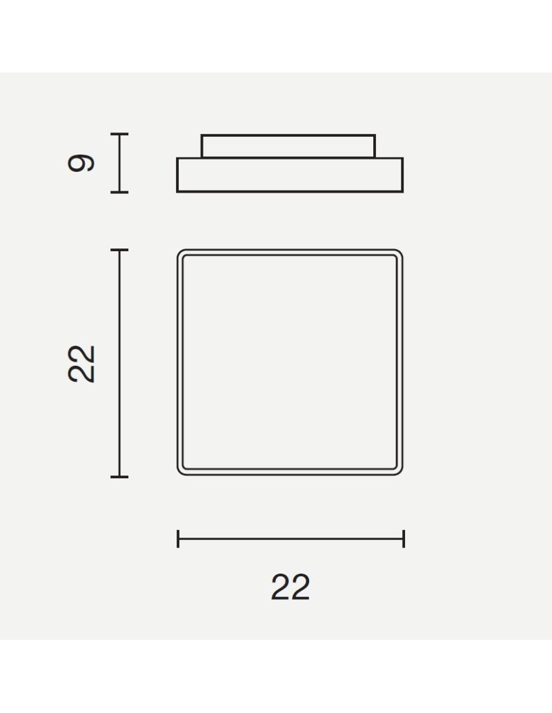 Plafoniera da esterno Picca quadrata 22 cm in ABS bianco, E27, IP65 | Ondaluce -ONDALUCE