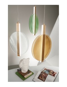 Lampada a sospensione LED Juis Ø 30 in metallo e vetro texturizzato trasparente | Ondaluce -ONDALUCE 2