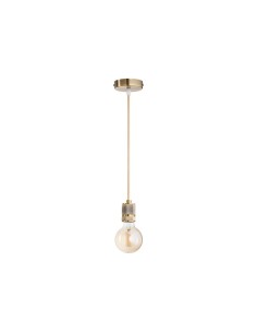 Lampada a sospensione a bicchiere Ø 4,2 cm ottone con cavo in tessuto oro, E27 | Gea Luce -GEA LUCE