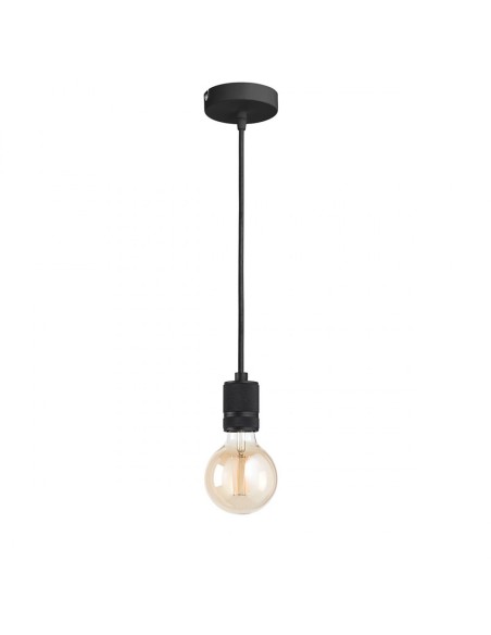 Lampada a sospensione a bicchiere Ø 4,2 cm nera con cavo in tessuto nero, E27 | Gea Luce -GEA LUCE