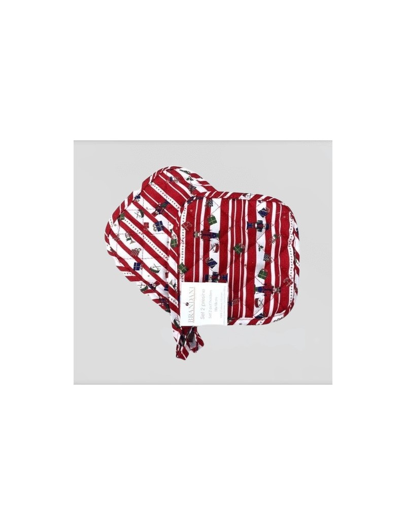 Set 2 presine natalizie rosse Lo Schiaccianoci in cotone | Brandani -BRANDANI