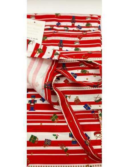 Grembiule natalizio rosso a righe Lo Schiaccianoci in cotone, 80 x 85 cm | Brandani -BRANDANI