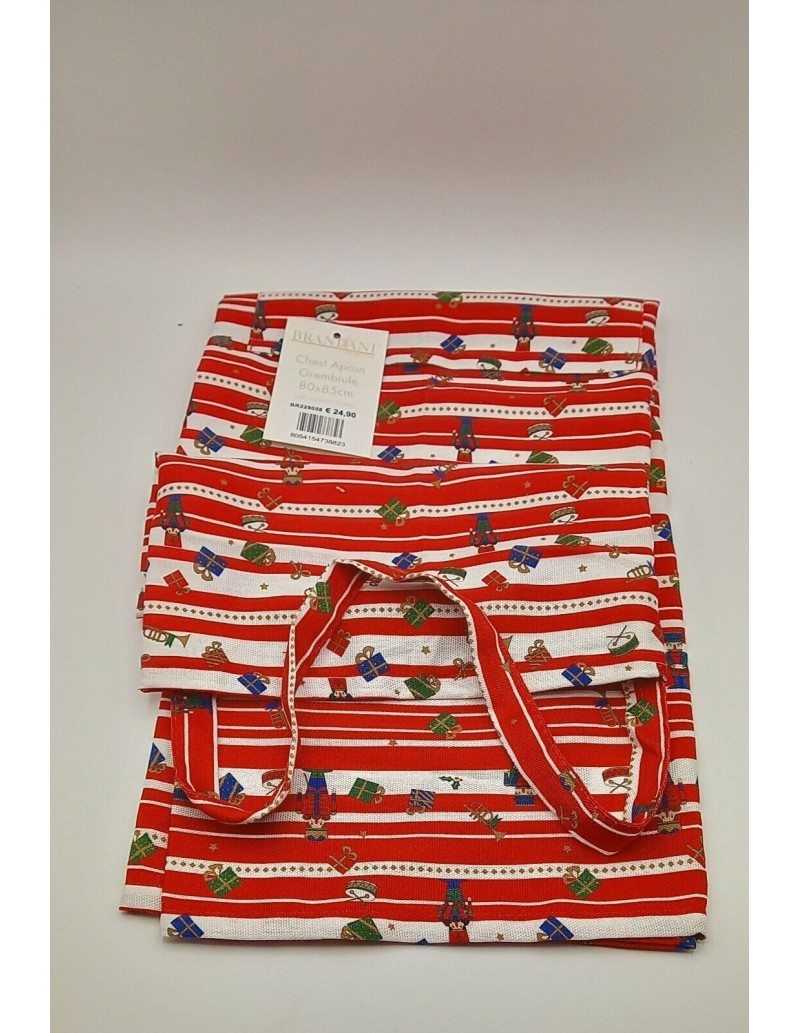 Grembiule natalizio rosso a righe Lo Schiaccianoci in cotone, 80 x 85 cm | Brandani -BRANDANI