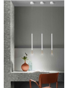 Lampada a sospensione LED Tubic pendente Ø 2,5 cm bianco e oro, 7 W 3000 K | Ondaluce -ONDALUCE