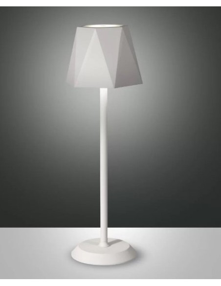 Lampada da tavolo ricaricabile Katy bianca LED 3000K IP54, dimmer touch, H 38 cm | Fabas Luce -FABAS LUCE