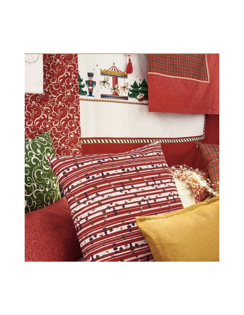 Cuscino natalizio 60x60 cm in cotone decoro schiaccianoci, Lo Schiaccianoci | Brandani -BRANDANI