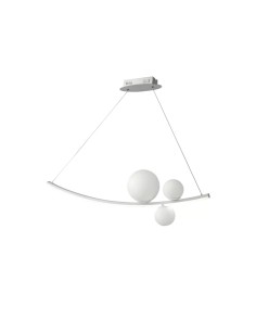 Lampada a sospensione LED Altalena 120 cm bianca con sfere in vetro, 48 W | Ondaluce -ONDALUCE