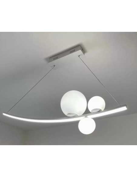 Lampada a sospensione LED Altalena 120 cm bianca con sfere in vetro, 48 W | Ondaluce -ONDALUCE