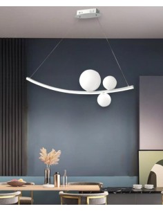 Lampada a sospensione LED Altalena 120 cm bianca con sfere in vetro, 48 W | Ondaluce -ONDALUCE 2