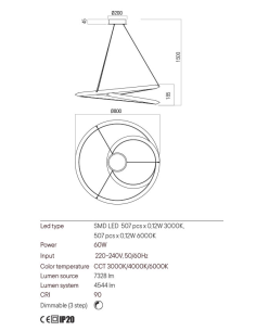 Sospensione LED Storm a vortice in nero opaco, 60 W CCT 3000-6000 K dimmerabile | Redo -REDO GROUP 2