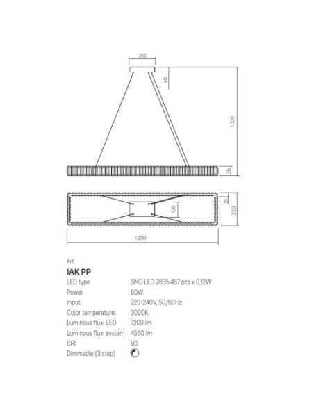 Lampada a sospensione LED Akala lineare 120 cm in ottone e cristallo, dimmerabile | Redo -REDO GROUP