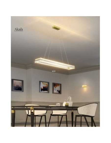 Lampada a sospensione LED Akala lineare 120 cm in ottone e cristallo, dimmerabile | Redo -REDO GROUP