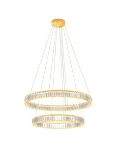 Lampada a sospensione LED Akala 2 anelli Ø 60/80 in ottone e cristallo, dimmerabile | Redo -REDO GROUP