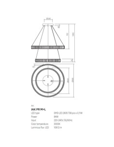 Lampada a sospensione LED Akala 2 anelli Ø 60/80 in ottone e cristallo, dimmerabile | Redo -REDO GROUP 2
