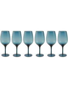 Happy Hour set 6 calici in vetro blu, coppa ampia 428 ml | Villa d'Este -VILLA D' ESTE