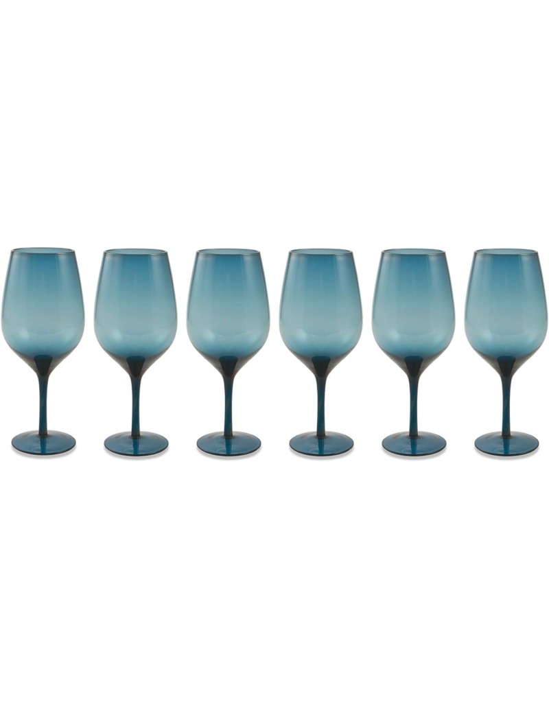 Happy Hour set 6 calici in vetro blu, coppa ampia 428 ml | Villa d'Este -VILLA D' ESTE