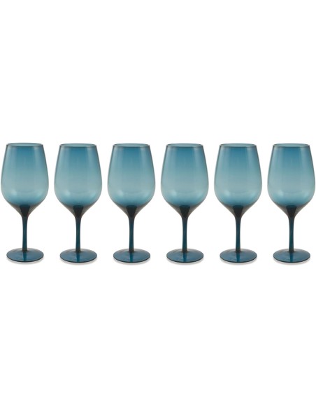 Happy Hour set 6 calici in vetro blu, coppa ampia 428 ml | Villa d'Este -VILLA D' ESTE