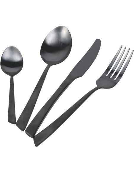 Cut set posate 24 pezzi in acciaio nero con finitura opaca | Villa d'Este -VILLA D' ESTE