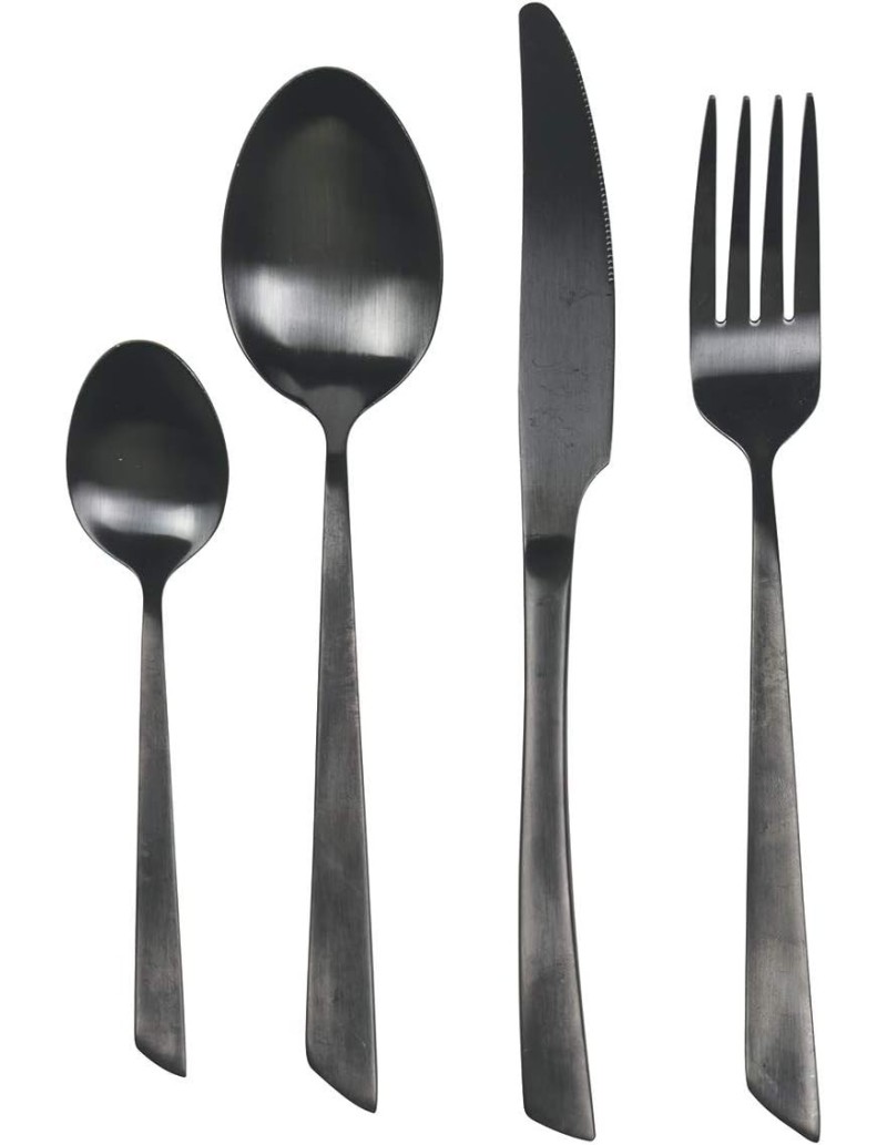 Cut set posate 24 pezzi in acciaio nero con finitura opaca | Villa d'Este -VILLA D' ESTE