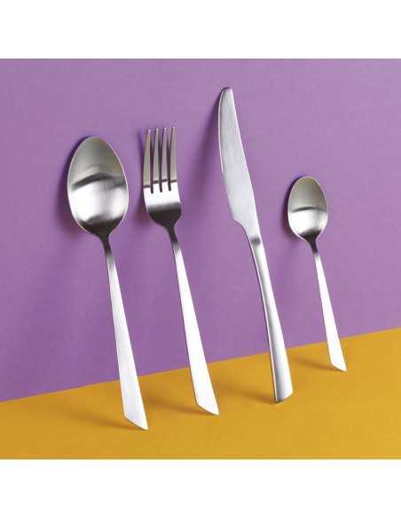 Cut set posate 24 pezzi in acciaio silver con finitura opaca | Villa d'Este -VILLA D' ESTE