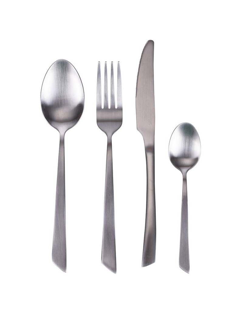 Cut set posate 24 pezzi in acciaio silver con finitura opaca | Villa d'Este -VILLA D' ESTE