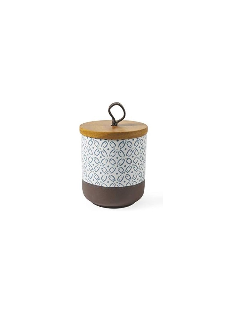 Bali barattolo porta spezie in ceramica con tappo in legno, decoro A | Villa d'Este -VILLA D' ESTE