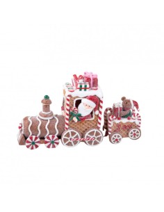 Trenino GingerBread con Babbo Natale e orsetto in resina con luci LED, 26,5 x 15 cm | Brandani -BRANDANI 2