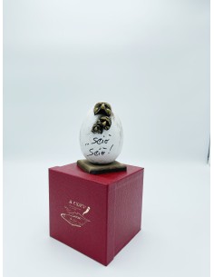Uovo di Pasqua portafortuna con maschere di Pulcinella in ceramica dipinta a mano, H 13 cm | A Ciort -A CIORT