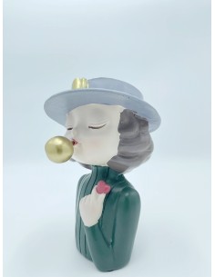 Vaso statua Dolls bambola con bolla e cuoricino in resina, 22 x 12 cm | Petite Fantasie -PETITE FANTASIE