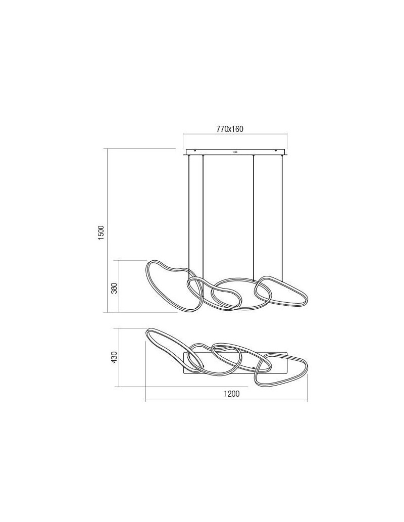 Lampada a sospensione LED Bias 120 cm oro opaco e diffusori bianchi, 90 W CCT | Redo -REDO GROUP
