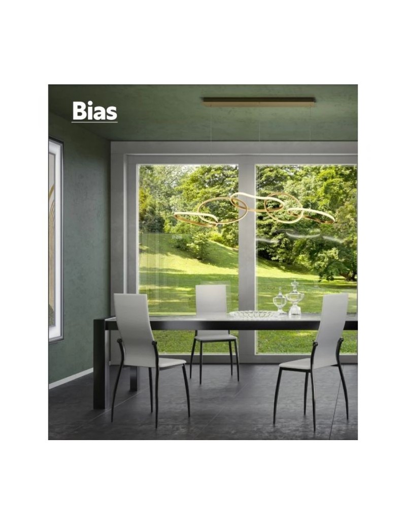Lampada a sospensione LED Bias 120 cm oro opaco e diffusori bianchi, 90 W CCT | Redo -REDO GROUP