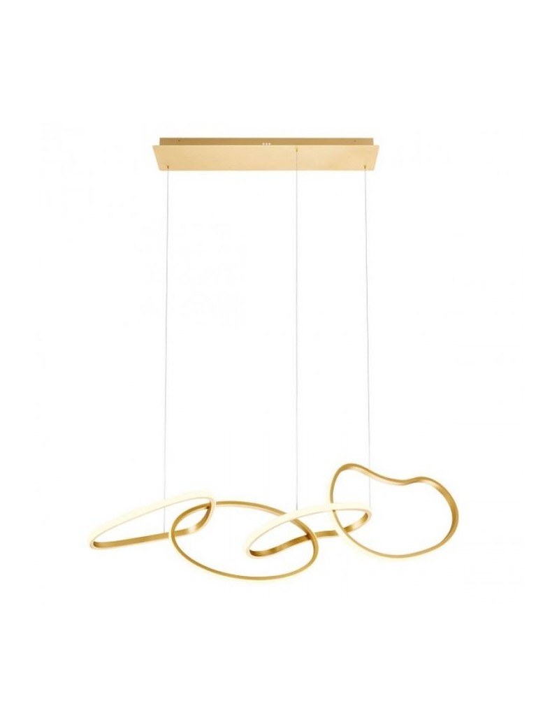 Lampada a sospensione LED Bias 120 cm oro opaco e diffusori bianchi, 90 W CCT | Redo -REDO GROUP