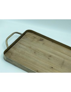 Mama vassoio vintage industrial in legno grezzo e metallo oro invecchiato | Innova Living -INNOVA LIVING 2