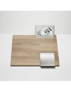 Workstation tagliere in noce canaletto e acciaio con alloggio iPad 55 x 60 cm | KnIndustrie -KNINDUSTRIE