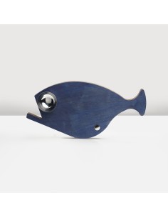 Pesce Fresco Blue Fish tagliere in noce canaletto e acciaio | KnIndustrie -KNINDUSTRIE