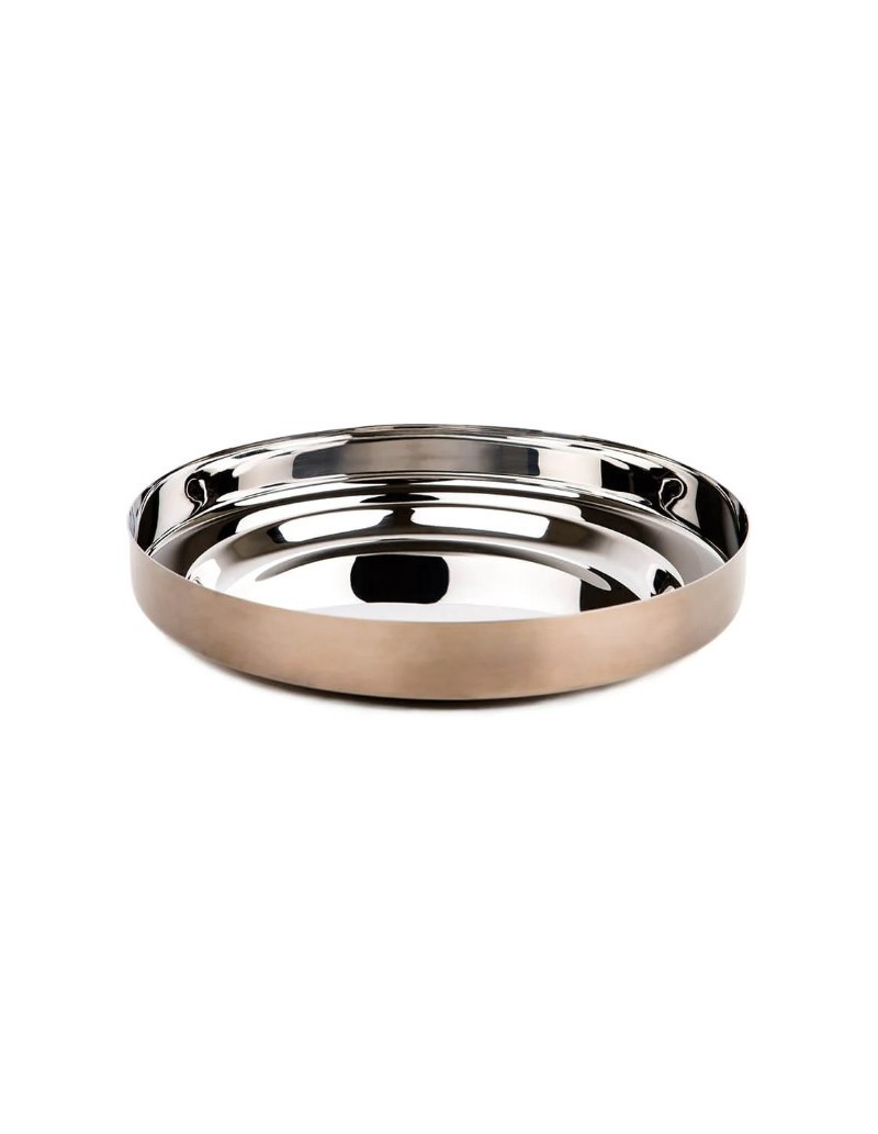Foodwear padella-piatto Ø 20 in acciaio bronzo, manico pinza in noce | KnIndustrie -KNINDUSTRIE