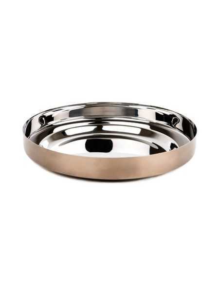 Foodwear padella-piatto Ø 20 in acciaio bronzo, manico pinza in noce | KnIndustrie -KNINDUSTRIE