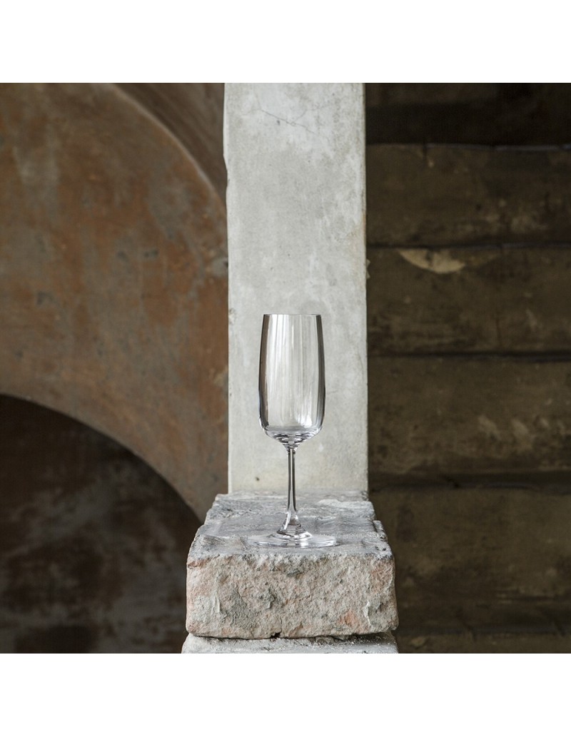 Reggia set 6 flute da champagne in vetro cristallino minimal | KnIndustrie -KNINDUSTRIE