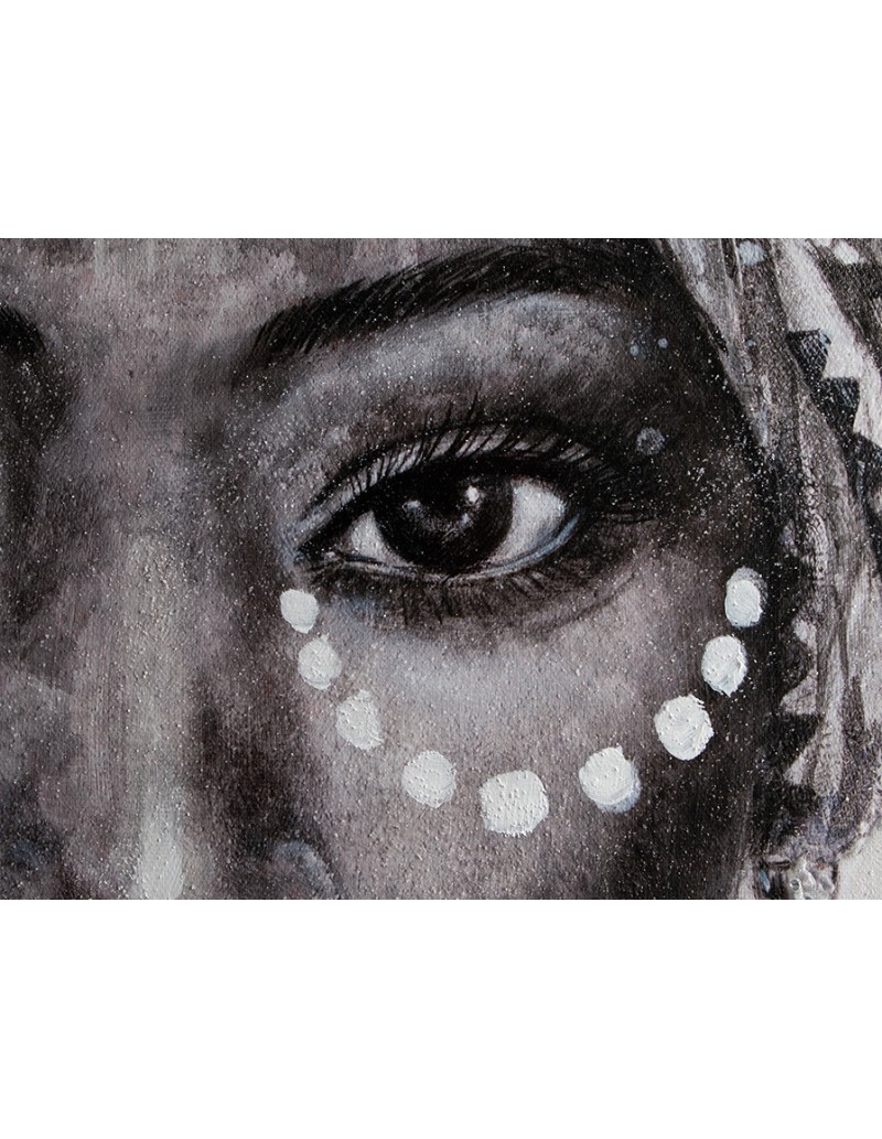 Quadro etnico Tazama donna africana, acrilico su tela e cornice in legno, 90x120 cm | Schuller -SCHULLER