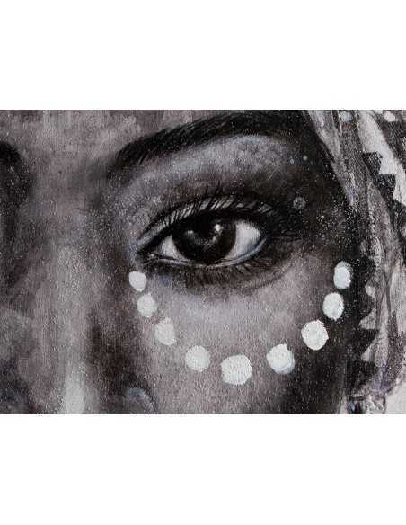Quadro etnico Tazama donna africana, acrilico su tela e cornice in legno, 90x120 cm | Schuller -SCHULLER